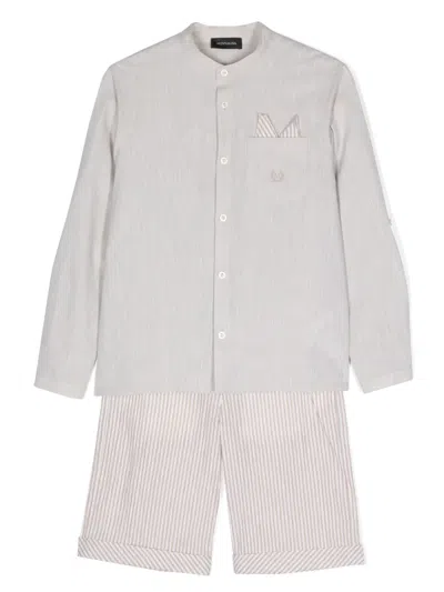 Monnalisa Kids' Striped Cotton-blend Shorts In Neutrals