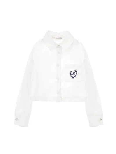 Monnalisa Kids'   Striped Fabric Shirt In White