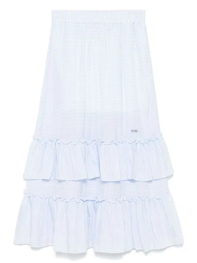 Monnalisa Kids' Striped Maxi Skirt In Blue