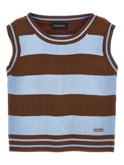 Monnalisa ストライプ リブトップ