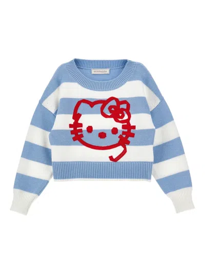 Monnalisa Kids' Striped-pattern Sweater In Blue