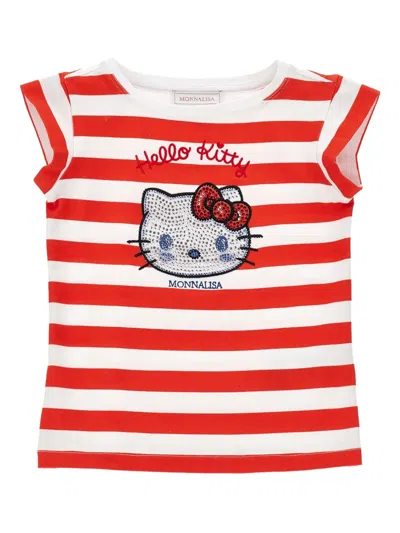 Monnalisa Kids' Striped-pattern T-shirt In Multi