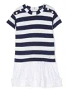 Monnalisa Striped Peplum T-shirt Dress In White