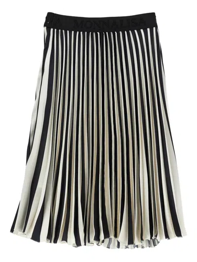 Monnalisa Kids' Striped Pleated Skirt In Gray