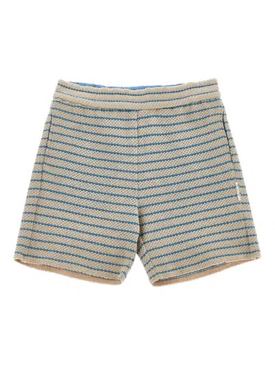 Monnalisa Babies' Striped Pocketed Casual Shorts In Green
