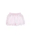 Monnalisa Striped Poplin Shorts In White + Rosa Fairytale