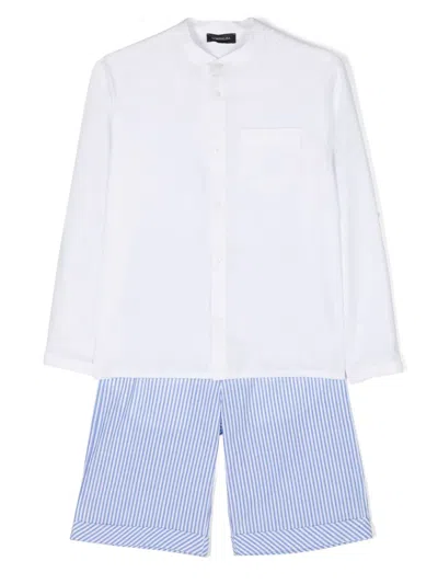 Monnalisa Kids' Striped Short Set In White