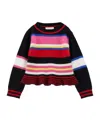 Monnalisa Soft Striped Sweater In Black