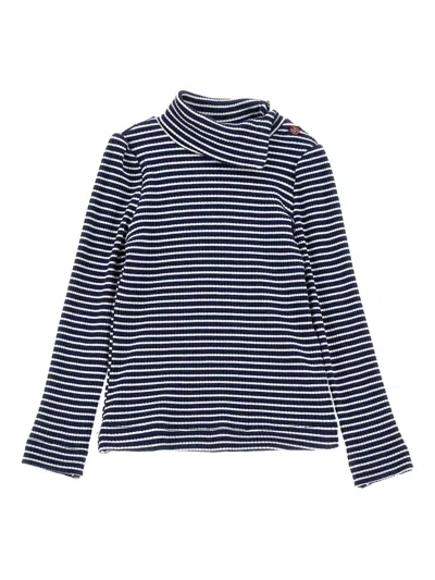 Monnalisa Kids'   Striped Turtleneck Sweater In Blue