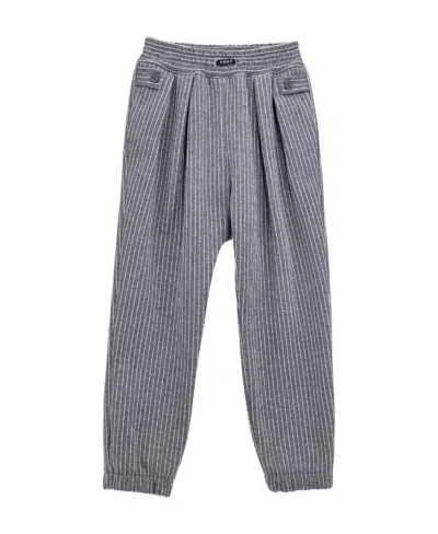 Monnalisa Striped Tailored-cut Trousers In Gray