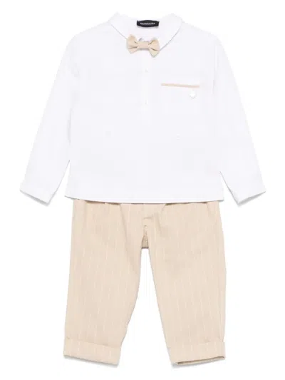 Monnalisa Babies' Striped Trousers Set In 中性色