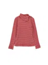 Monnalisa Striped Turtleneck Sweater In Burgundy