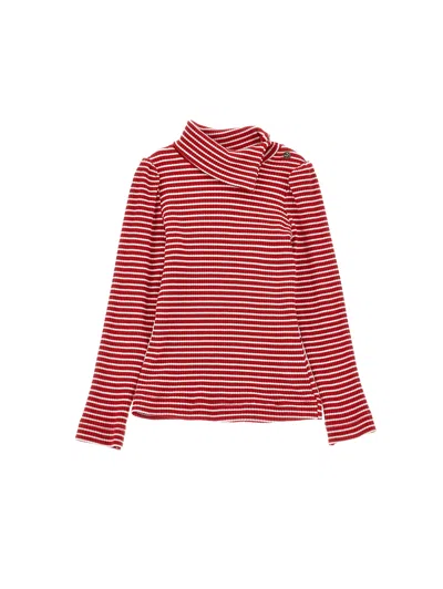 Monnalisa Kids'   Striped Turtleneck Sweater In Burgundy