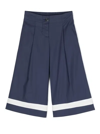 Monnalisa Kids' Striped Wide-leg Trousers In Blue