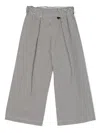 Monnalisa Striped Wide-leg Trousers In White