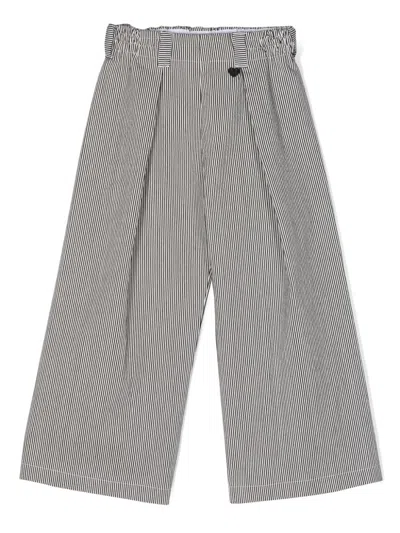 Monnalisa Kids' Striped Wide-leg Trousers In White