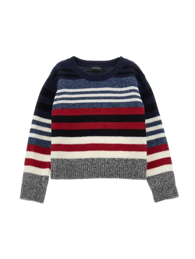 Monnalisa Kids'   Striped Wool Blend Sweater In Multicolor