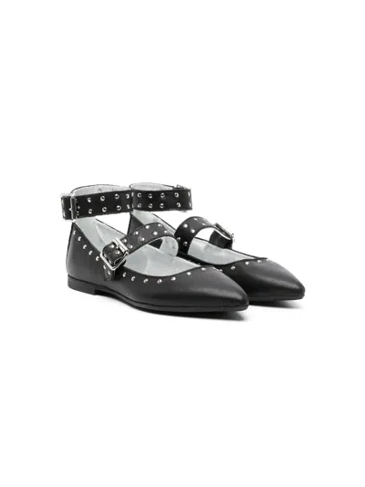 Monnalisa Kids' Studded Ballerina Shoes In Black