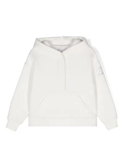Monnalisa Kids' Studded Logo-detail Hoodie In White