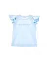 Monnalisa Studded Logo Jersey T-shirt In Light Blue