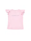 Monnalisa Studded Logo Jersey T-shirt In Rosa Fairy Tale