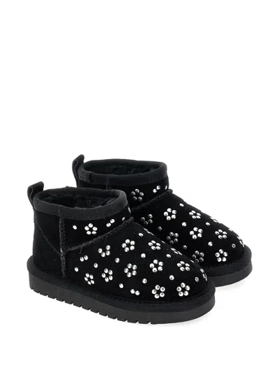 Monnalisa Kids' Stud-embellished Suede Ankle Boots In Black