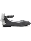 Monnalisa Girls Grey Suede Leather Bow Shoes In Medium Grey