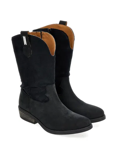 Monnalisa Kids' Suede Cowboy Boots In Black