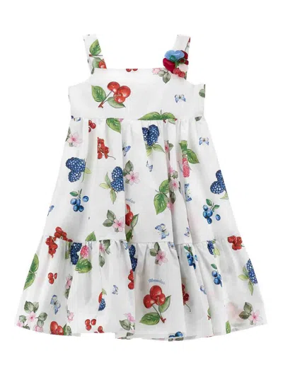 Monnalisa Kids' Summer Party Popeline Dress Uses In White