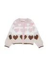 Monnalisa Super-soft Hearts Cardigan In Pink