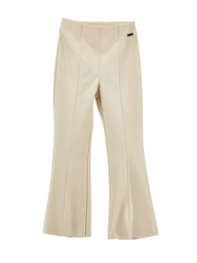 Monnalisa Kids'   Super-stretch Coated Trousers In Ecru