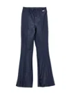 Monnalisa Super-stretch Coated Trousers In Navy Blue