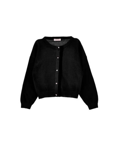 Monnalisa Kids'   Supersoft Cardigan With Bow In Black