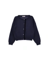 Monnalisa Supersoft Cardigan With Bow In Navy Blue