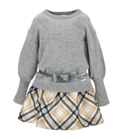 Monnalisa Kids' Sweater Dress In Gray