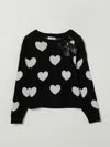 Monnalisa Heart-pattern Sweater In Black