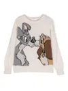 Monnalisa Girls Beige Wool Knit Disney Sweater In Ecru