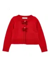 Monnalisa Weicher Cardigan Mit Samtschleifen In Red
