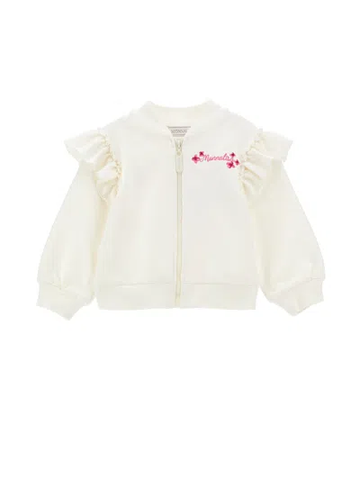 Monnalisa Kids'   Zip-up Sweatshirt With Dumbo In Cream