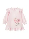 Monnalisa Sweatshirt Dress With Trim In Rosa Fairy Tale