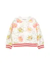 Monnalisa Anemone Print Sweatshirt In Ecru