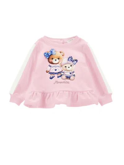 Monnalisa Babies' Teddy Bear-print Sweatshirt In Pink