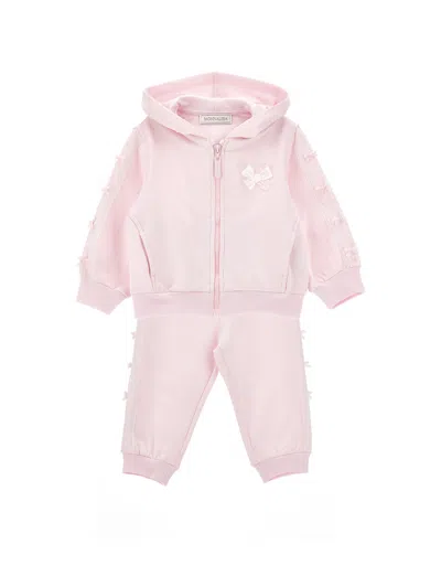 Monnalisa Babies' Sweatshirt Mit Schleifen Set In Pink