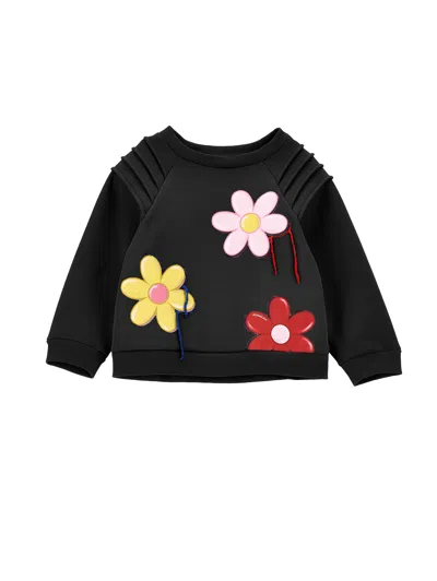 Monnalisa Kids'   Sweatshirt With Maxi Flowers In Black
