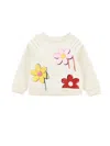 Monnalisa Sweatshirt With Maxi Flowers In Cream