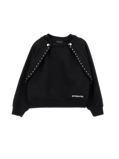 Monnalisa Sweatshirt With Shrug In Black