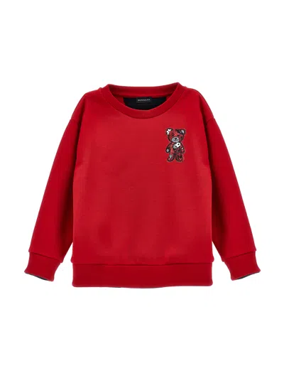 Monnalisa Kids'   Sweatshirt With Teddy Bear In Ruby Red