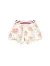 Monnalisa Anemone Print Fleece Shorts In Ecru