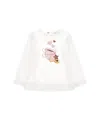 Monnalisa Sweet Treats Print Jersey T-shirt In Cream
