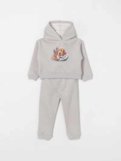 Monnalisa Kids' Lurex-detail Dog-print Tracksuit In Beige